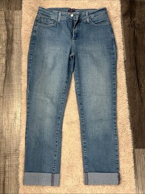 NYDJ Straight-Leg Cuffed Jeans in Light Blue Wash